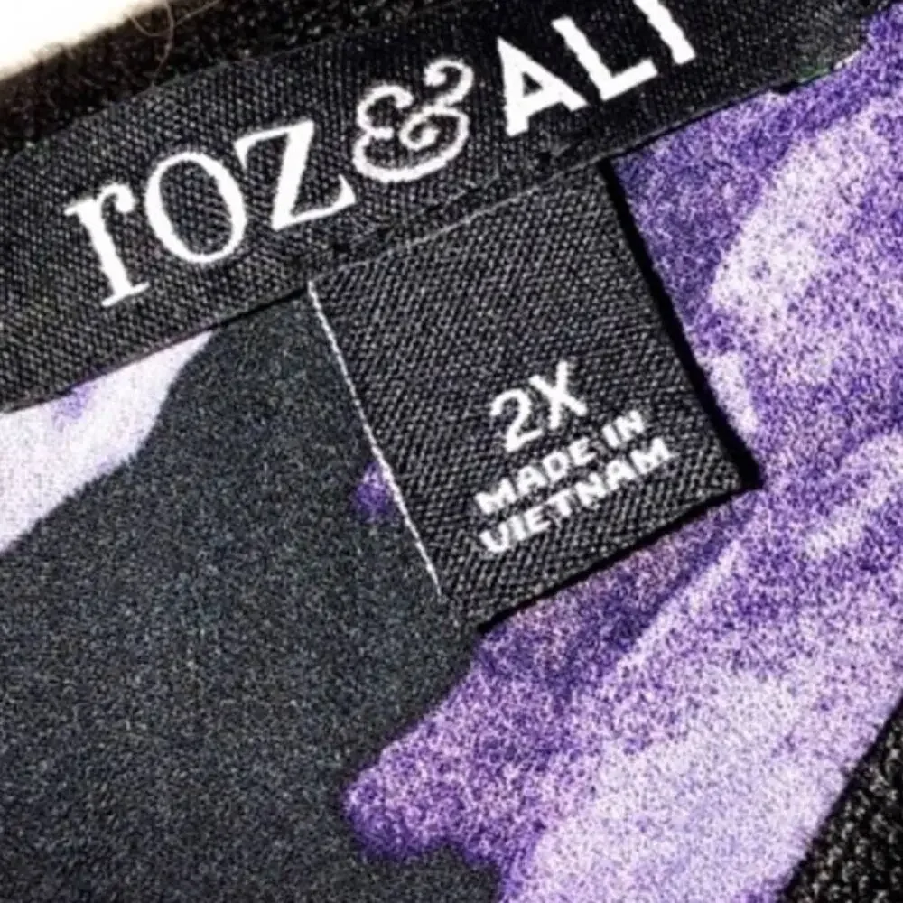Roz & Ali Purple Floral Back Panel Sweater Top Size 2X